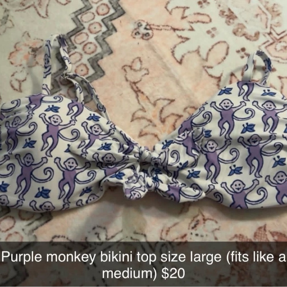 Roller Rabbit Purple Monkey Bikini Top